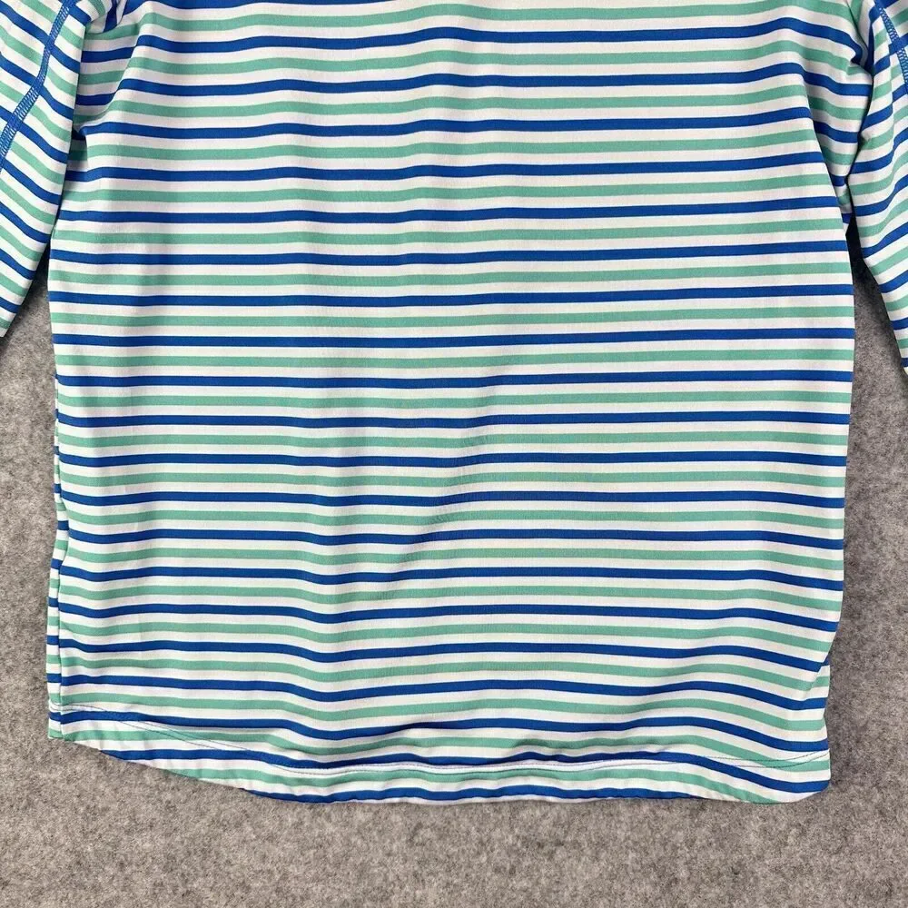 Coolibar Turtle Bay Swim Jacket Youth L Blue Green Striped Full Zip UPF 50+